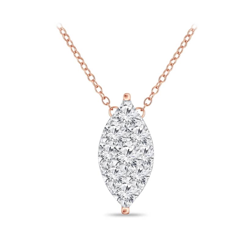 14k Gold Marquise Shaped 1/3ct TDW Pave Diamond Necklace by Auriya (H-I, I1-I2)