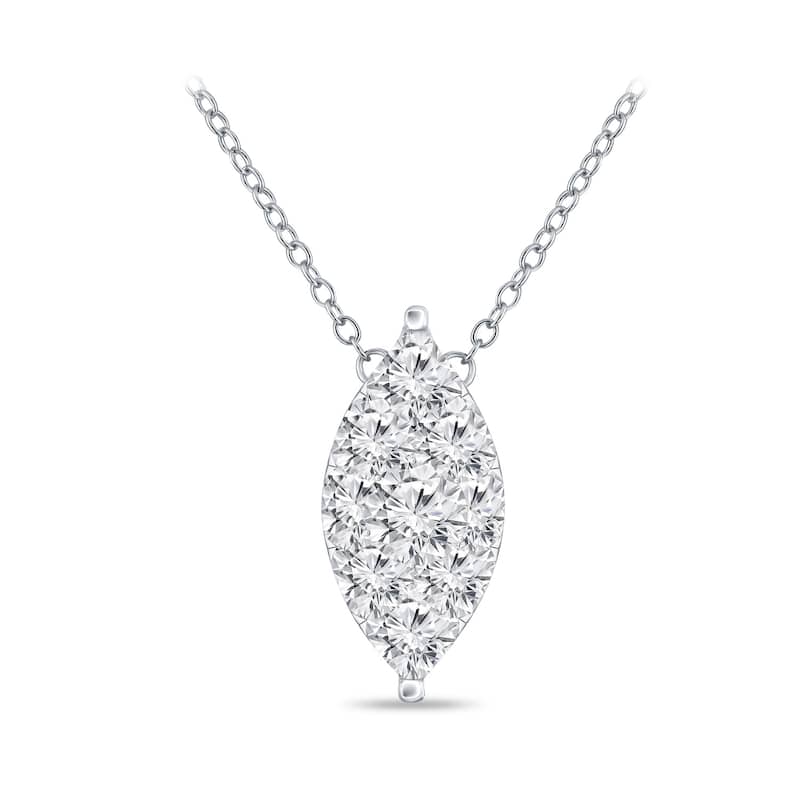 14k Gold Marquise Shaped 1/3ct TDW Pave Diamond Necklace by Auriya (H-I, I1-I2)