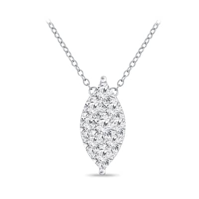 14k Gold Marquise Shaped 1/3ct TDW Pave Diamond Necklace by Auriya (H-I, I1-I2)