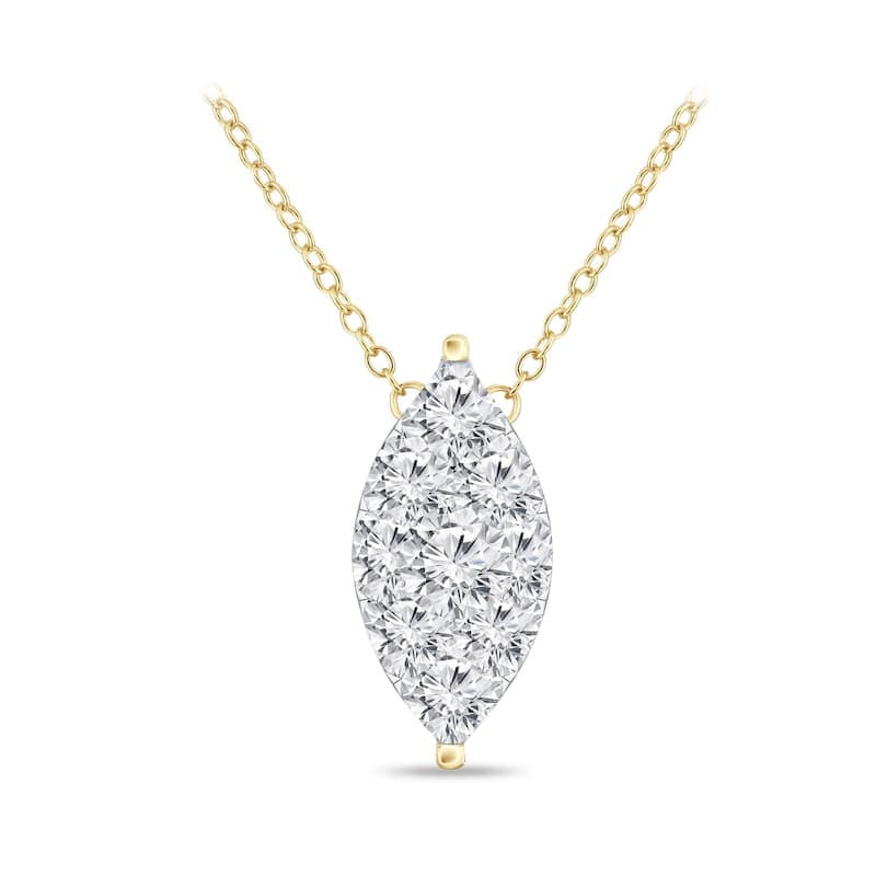 14k Gold Marquise Shaped 1/3ct TDW Pave Diamond Necklace by Auriya (H-I, I1-I2)