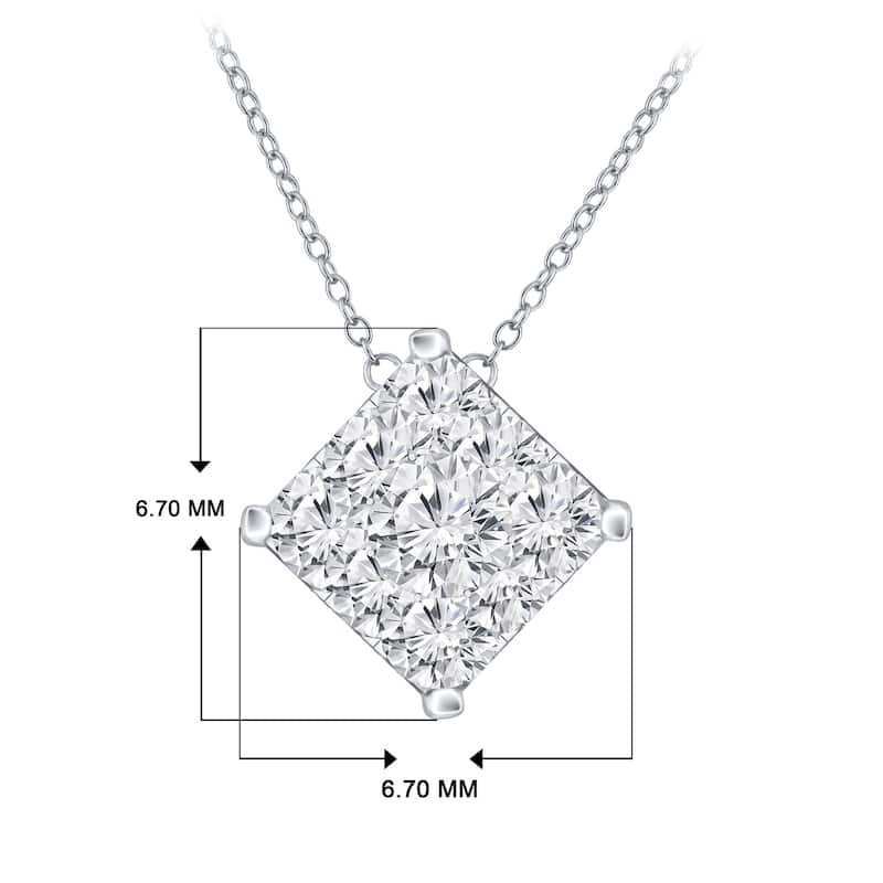14k Gold Square Shaped 1/8ct TDW Pave Diamond Necklace by Auriya (H-I, I1-I2)