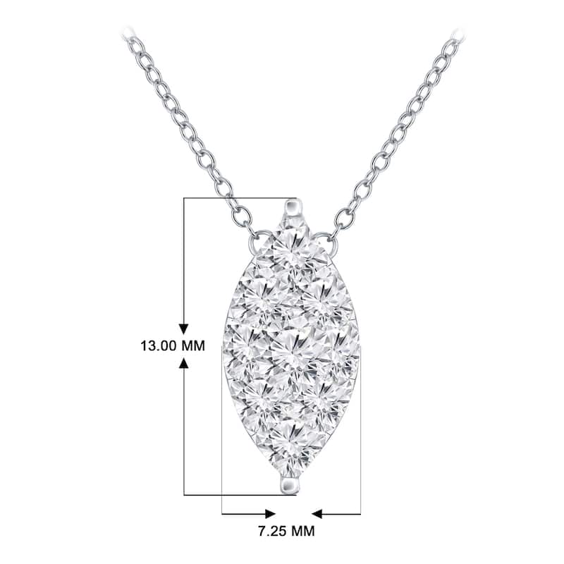 14k Gold Marquise Shaped 3/8ct TDW Pave Diamond Necklace by Auriya (H-I, I1-I2)