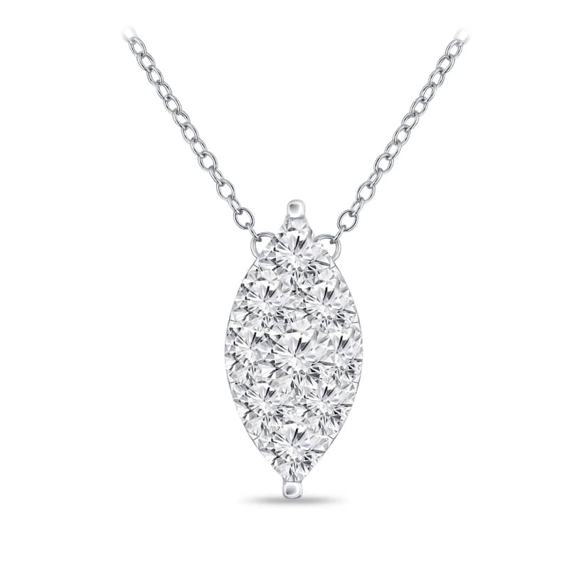 14k Gold Marquise Shaped 3/8ct TDW Pave Diamond Necklace by Auriya (H-I, I1-I2)
