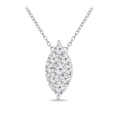 14k Gold Marquise Shaped 3/8ct TDW Pave Diamond Necklace by Auriya (H-I, I1-I2)