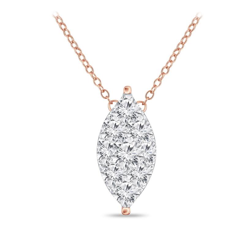 14k Gold Marquise Shaped 3/8ct TDW Pave Diamond Necklace by Auriya (H-I, I1-I2)