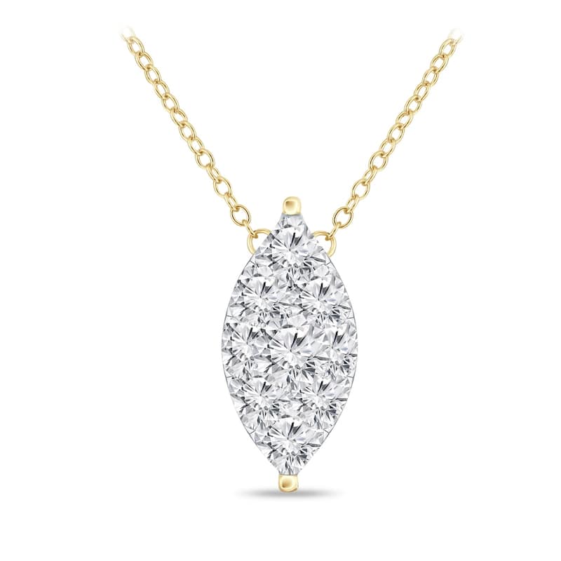 14k Gold Marquise Shaped 3/8ct TDW Pave Diamond Necklace by Auriya (H-I, I1-I2)