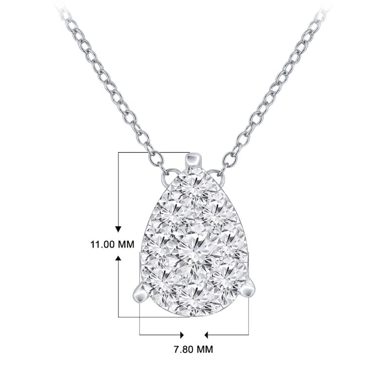 Auriya 14k Gold 1/2ct TDW Pear Shaped Pave Diamond Necklace by Auriya (H-I, I1-I2)