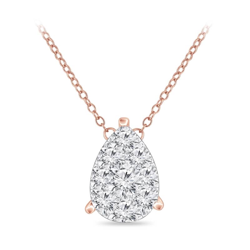 Auriya 14k Gold 1/2ct TDW Pear Shaped Pave Diamond Necklace by Auriya (H-I, I1-I2)
