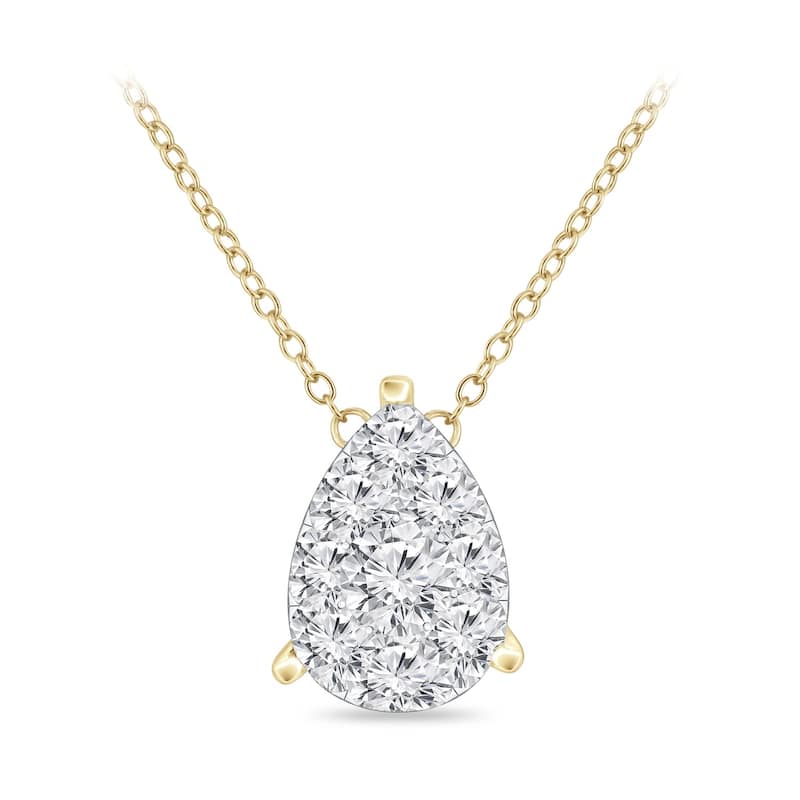 Auriya 14k Gold 1/2ct TDW Pear Shaped Pave Diamond Necklace by Auriya (H-I, I1-I2)