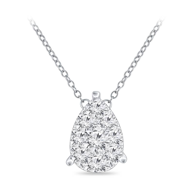 Auriya 14k Gold 1/2ct TDW Pear Shaped Pave Diamond Necklace by Auriya (H-I, I1-I2)