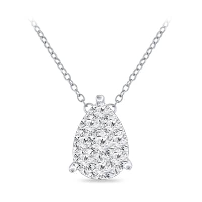 Auriya 14k Gold 1/2ct TDW Pear Shaped Pave Diamond Necklace by Auriya (H-I, I1-I2)