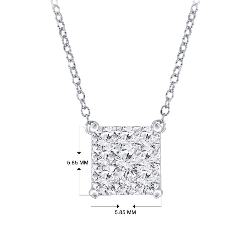 14k Gold Square Shaped 1/4ct TDW Pave Diamond Necklace by Auriya (H-I, I1-I2)