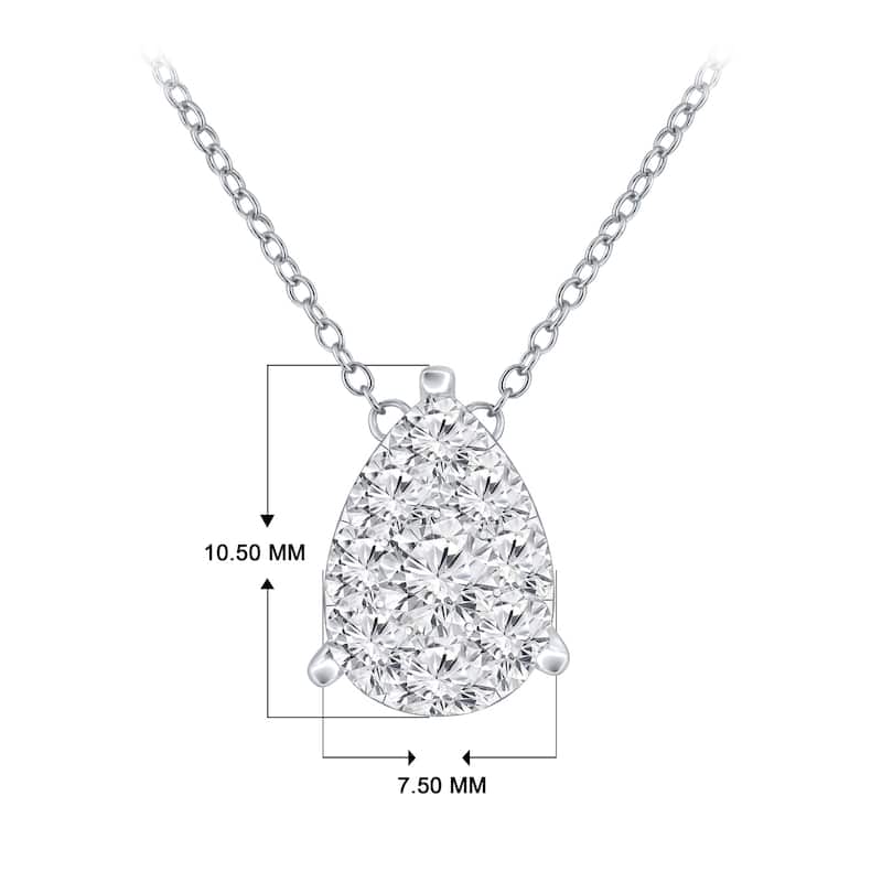 Auriya 14k Gold 3/8ct TDW Pear Shaped Pave Diamond Necklace by Auriya (H-I, I1-I2)