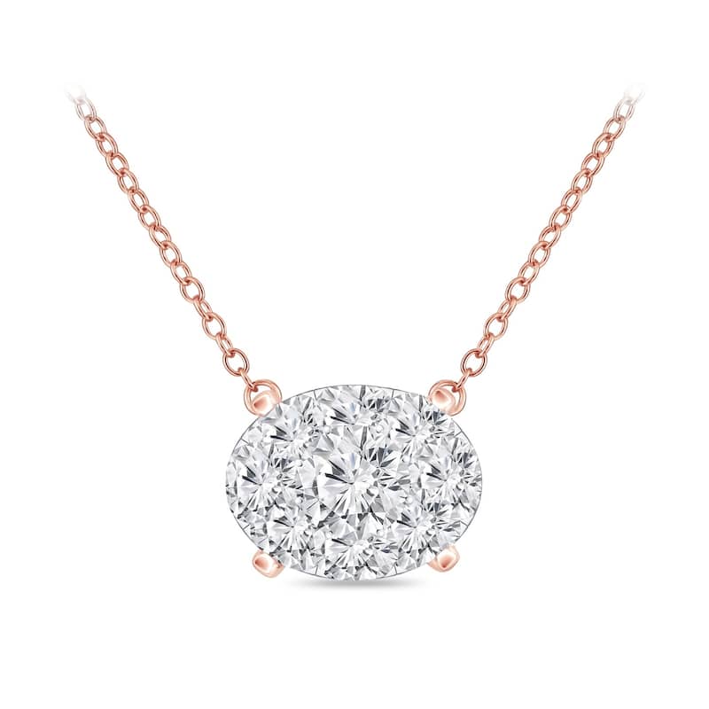 14k Gold Oval Shaped 1/4ct TDW Pave Diamond Necklace by Auriya(H-I, I1-I2)