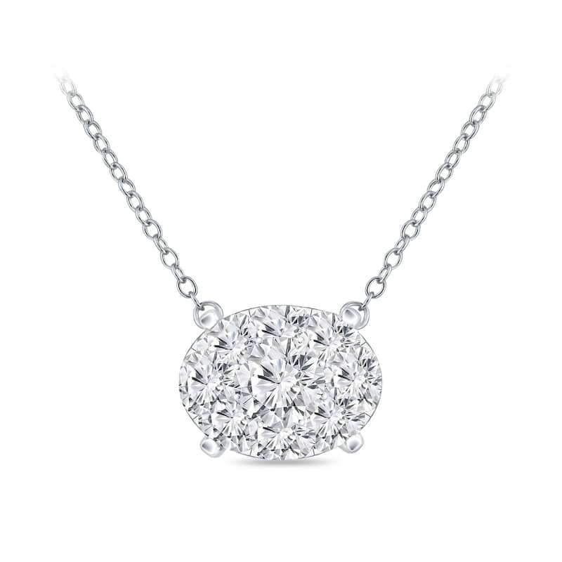 14k Gold Oval Shaped 1/4ct TDW Pave Diamond Necklace by Auriya(H-I, I1-I2)