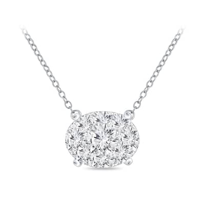 14k Gold Oval Shaped 1/4ct TDW Pave Diamond Necklace by Auriya(H-I, I1-I2)