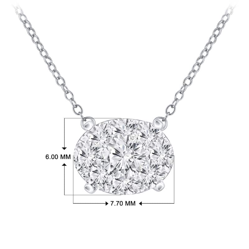 14k Gold Oval Shaped 1/4ct TDW Pave Diamond Necklace by Auriya(H-I, I1-I2)