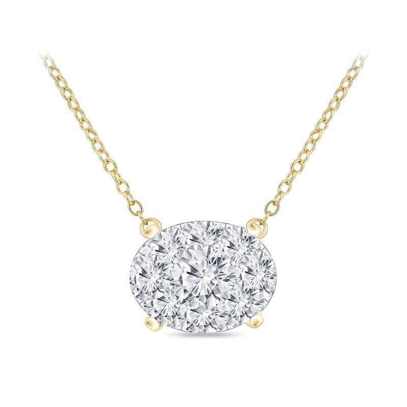 14k Gold Oval Shaped 1/4ct TDW Pave Diamond Necklace by Auriya(H-I, I1-I2)
