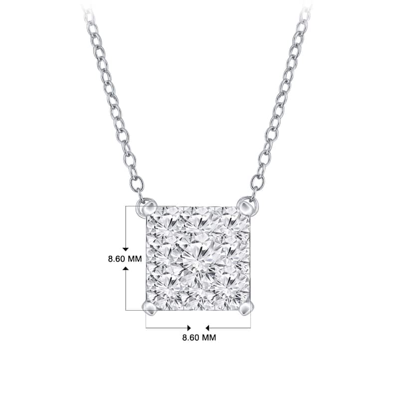 14k Gold Square Shaped 3/4ct TDW Pave Diamond Necklace by Auriya (H-I, I1-I2)