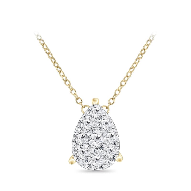 Auriya 14k Gold 1/4ct TDW Pear Shaped Pave Diamond Necklace by Auriya (H-I, I1-I2)