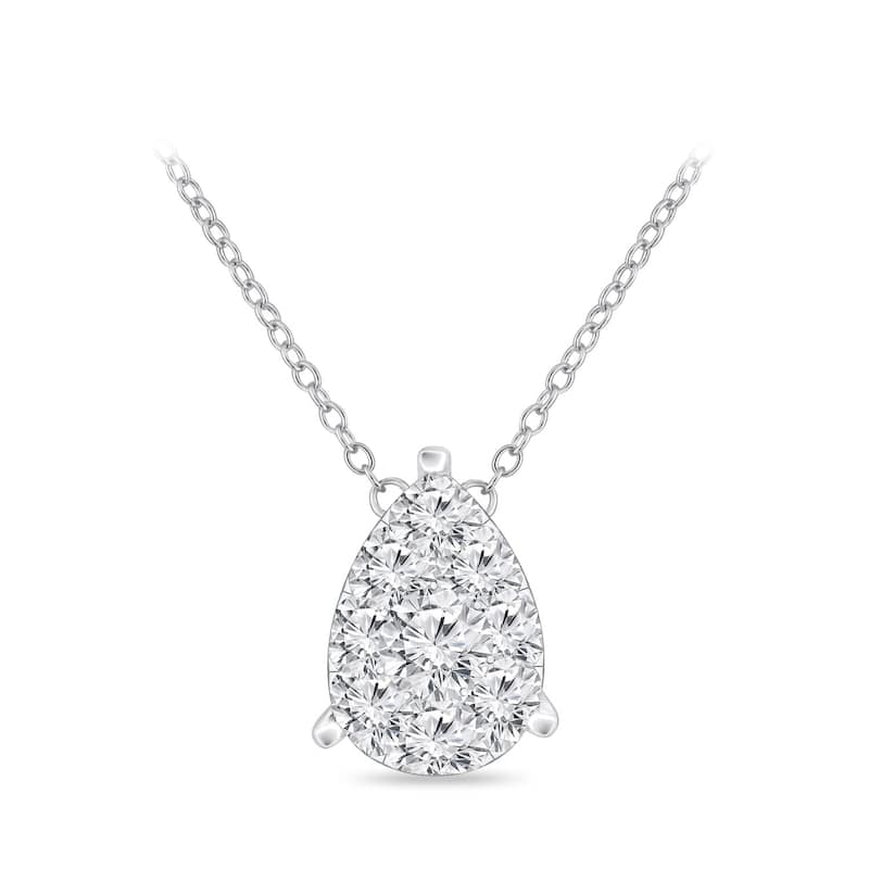 Auriya 14k Gold 1/4ct TDW Pear Shaped Pave Diamond Necklace by Auriya (H-I, I1-I2)