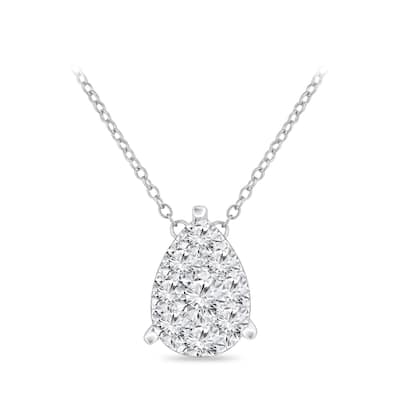 Auriya 14k Gold 1/4ct TDW Pear Shaped Pave Diamond Necklace by Auriya (H-I, I1-I2)