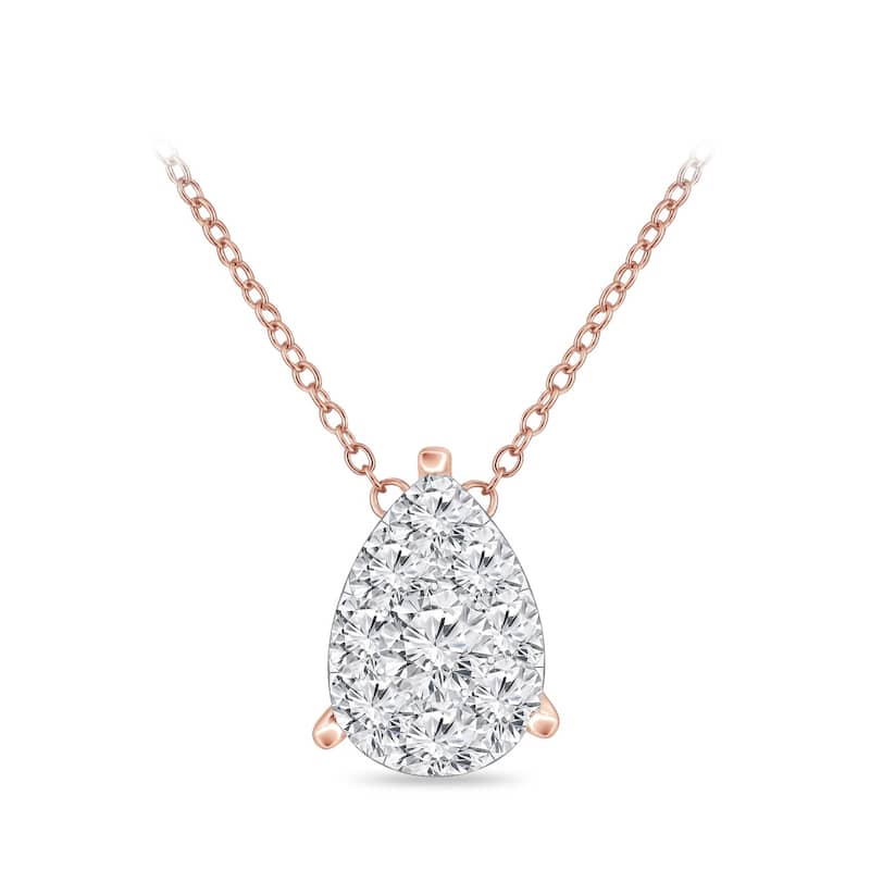 Auriya 14k Gold 1/4ct TDW Pear Shaped Pave Diamond Necklace by Auriya (H-I, I1-I2)
