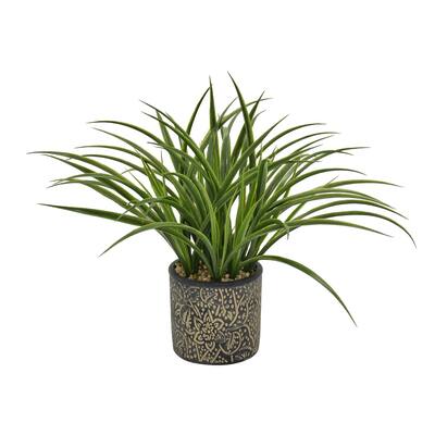 15" Faux Grass In Flower Pot By Three Hands