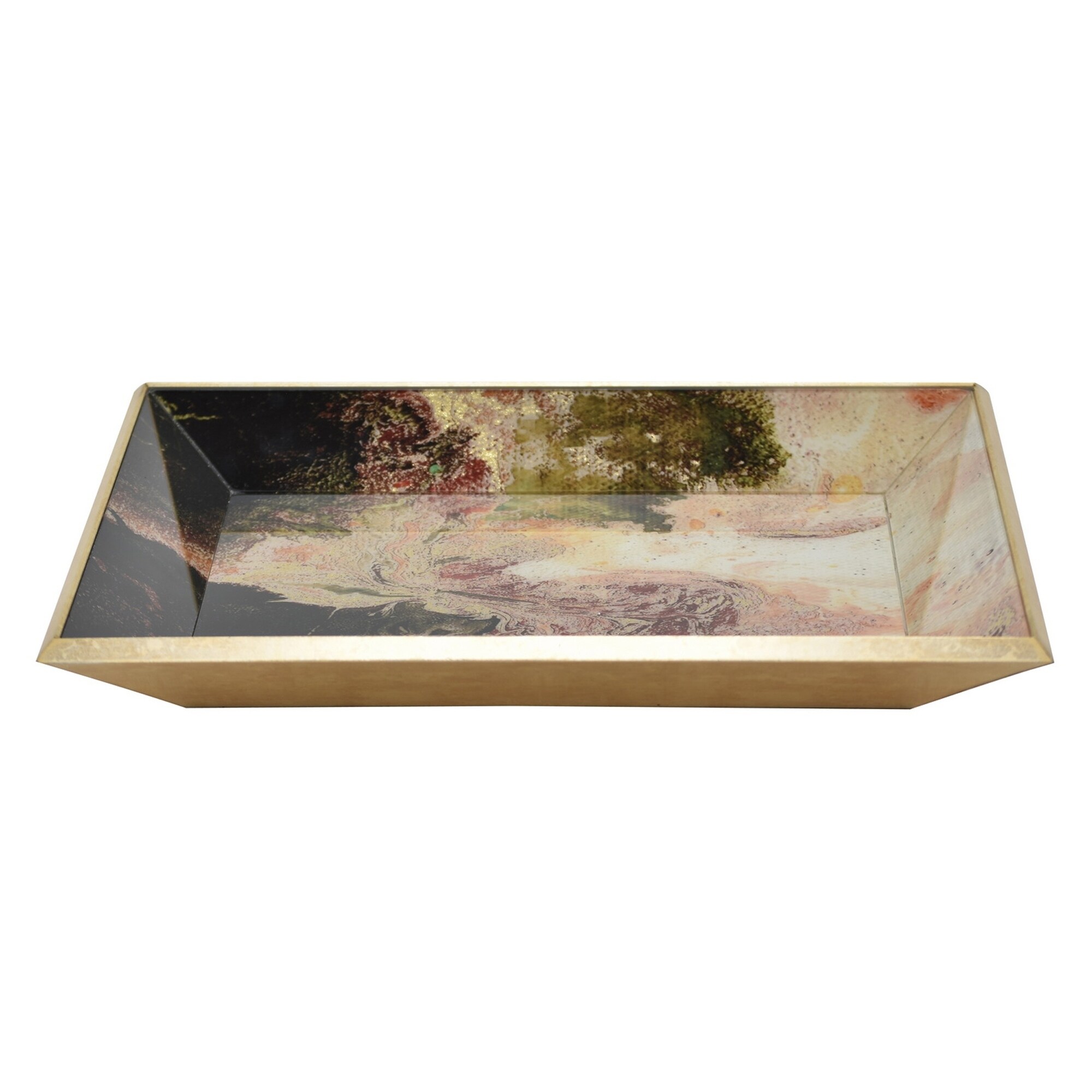 Shop Three Hands Green And Gold Glass 2 Inch Decorative Tray