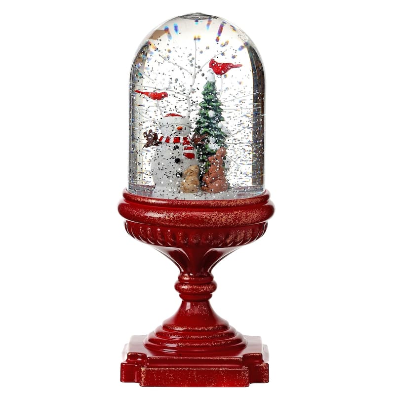 10.5"LED Snowman Pedestal Water Globe Battery Operated with Timer