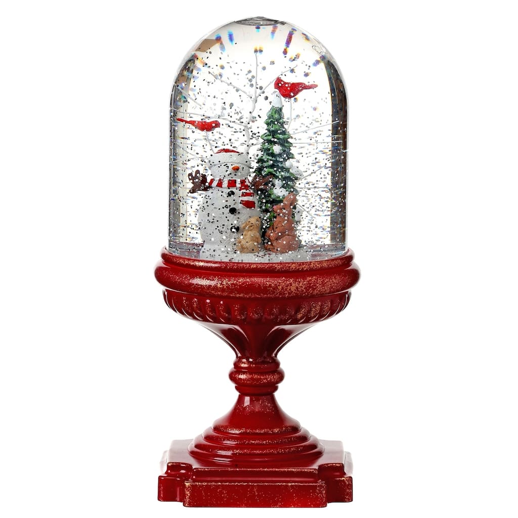 10.5"LED Snowman Pedestal Water Globe Battery Operated with Timer