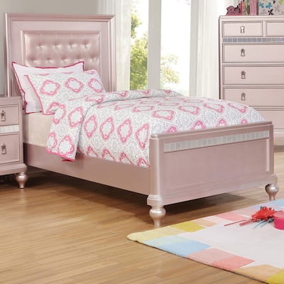 Gibson Transitional Faux Leather Padded Mirror Trim Panel Kid Bed by Silver Orchid