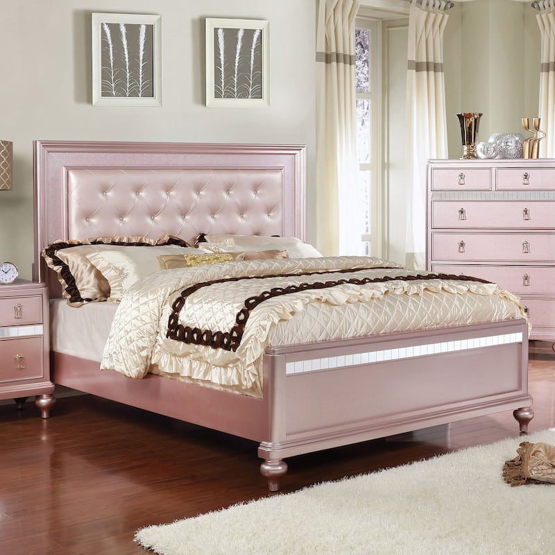 Gibson Transitional Faux Leather Padded Mirror Trim Panel Kid Bed by Silver Orchid