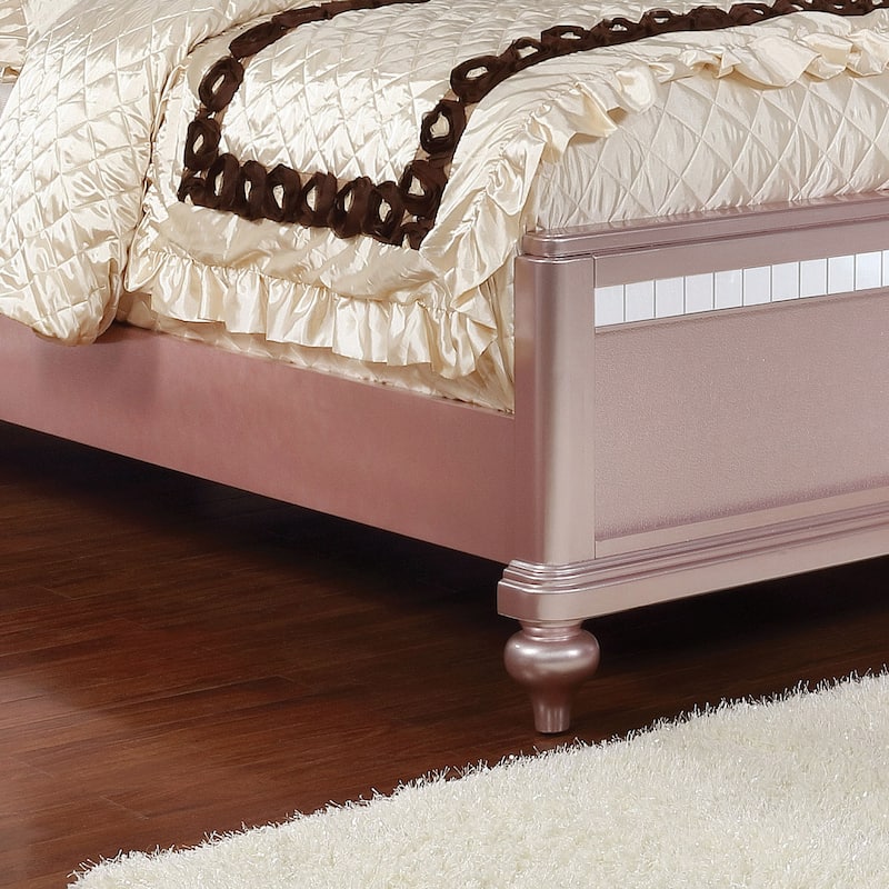 Gibson Transitional Faux Leather Padded Mirror Trim Panel Kid Bed by Silver Orchid