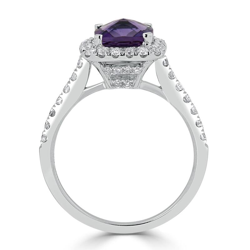 Auriya 3/4ct Cushion-cut Purple Amethyst and Halo Diamond Engagement Ring 1/2cttw 14k Gold