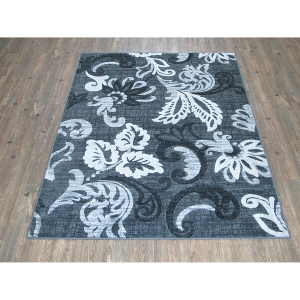 Dojan Floral Gray 2x3 Rug - 2' X 3'