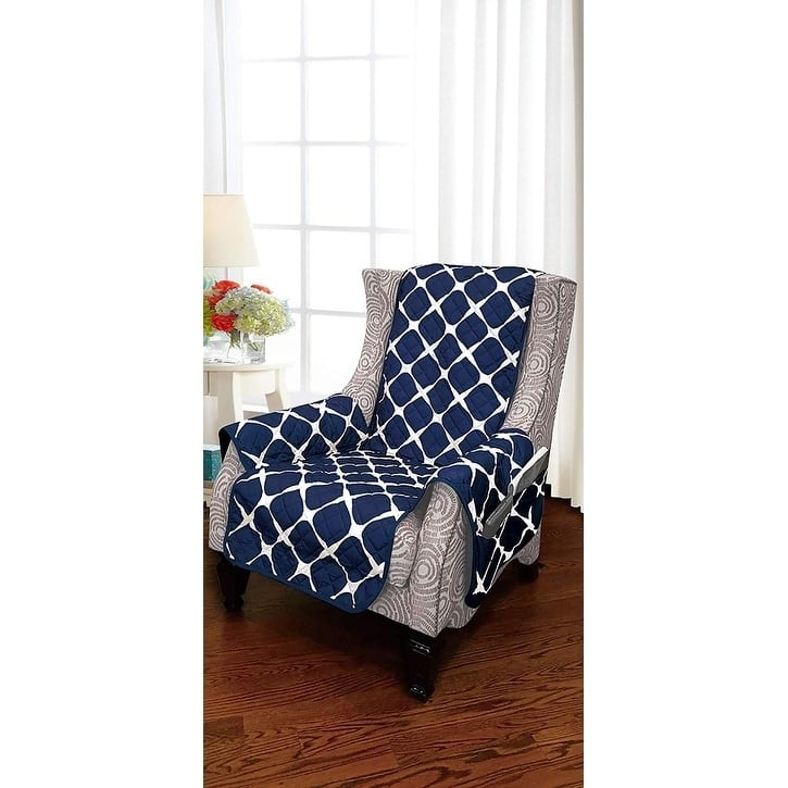 Elegant Comfort 2-Tone Bloomingdale Pattern Quilted Wing Chair Furniture Protector - wing chair - wing chair