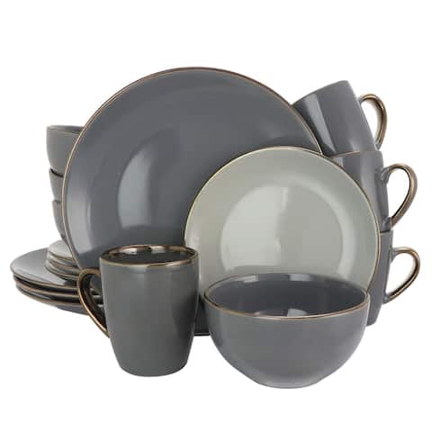 Gray Brown Marble Tableware Bars elama tahitian grand 16 piece luxurious stoneware dinnerware set in stone slate