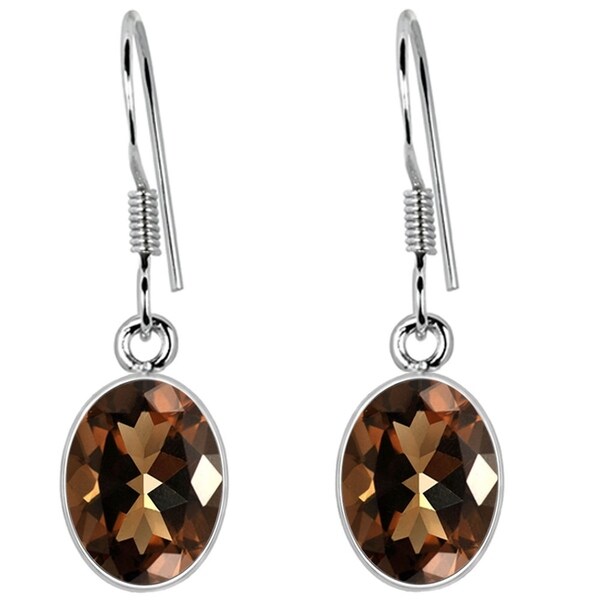 Oval Shape Smoky Quartz Earrings In Sterling Silver Handmade Oval Shape Smoky Quartz Earrings In Sterling Silver Handmade
