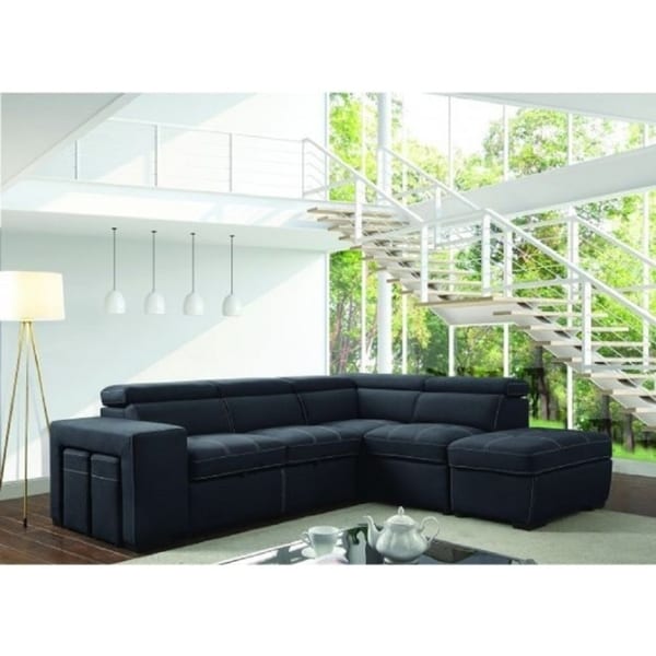 Annaba Graphite Nubuck Fabric Contemporary Style Sectional Sofa