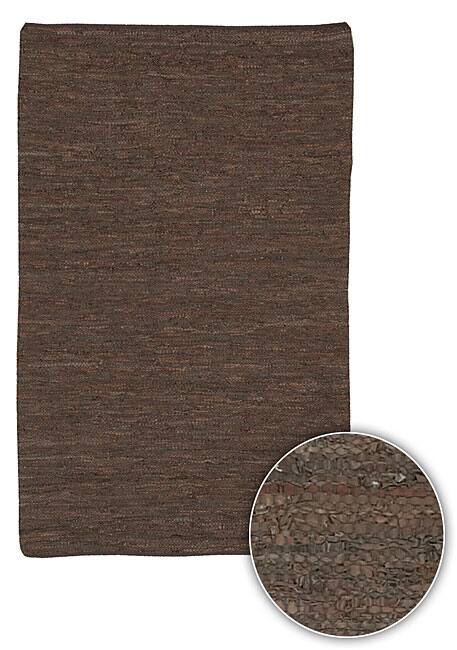 Artist's Loom Hand-woven Casual Reversible Natural Eco-friendly Leather Rug (7'9x10'6) - 8' x 11'