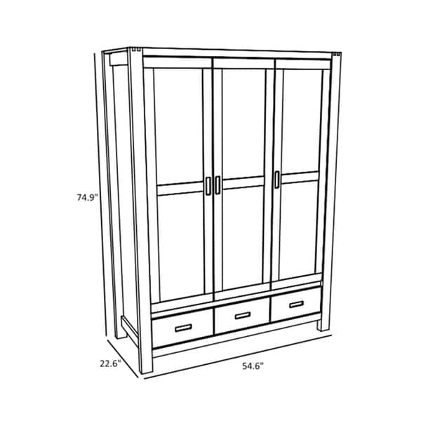 Shop Ethan French Oak 3 Door Wardrobe Cabinet Free Shipping