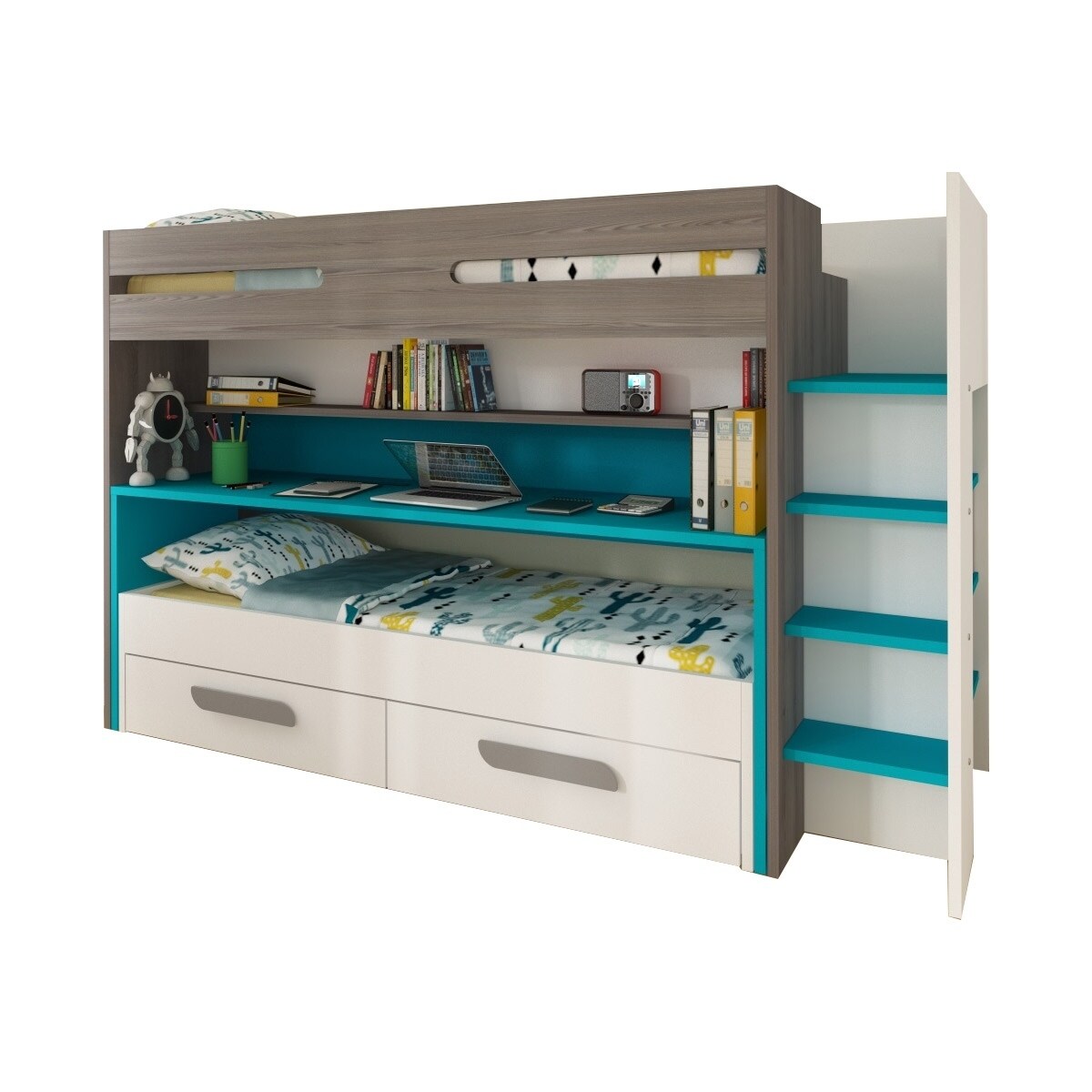 Shop Bo10 Twin Bunk Bed With Desk And Underbed Drawers Free