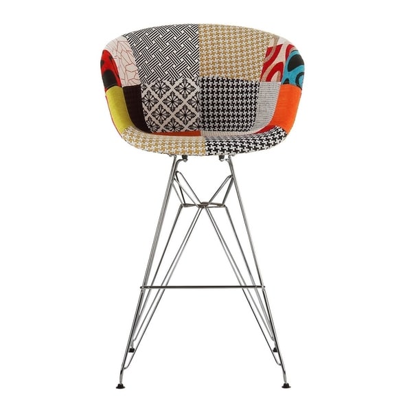 Danish Modern Upholstered Counter Stool with Metal Eiffel Legs