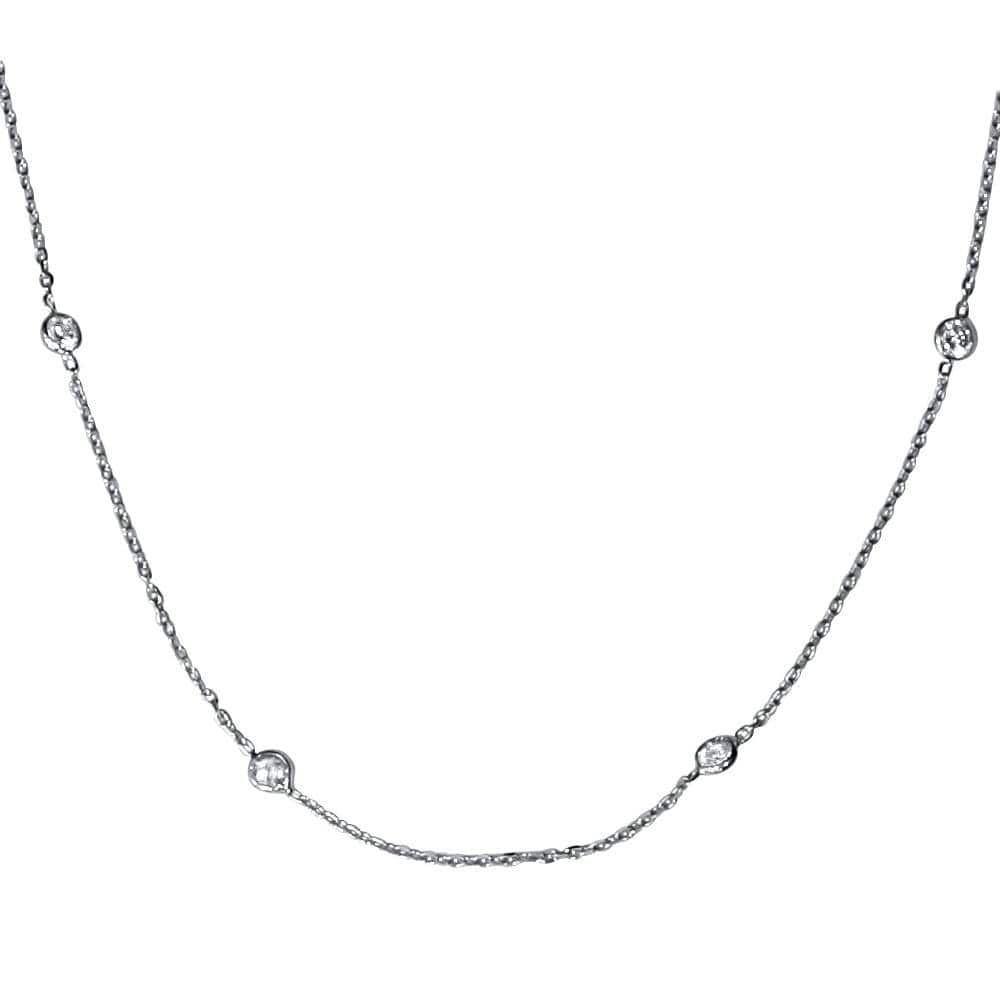 Bliss Diamond 1ct Diamonds Bezel Station 18" White Gold Womens Necklace