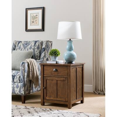 Copper Grove Vedi Oak-brown Side Table with USB Charging Station