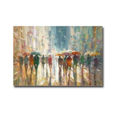Downtown Rain by Eric Jarvis Gallery Wrapped Canvas Giclee Art (24 in x 36 in, Ready to Hang)