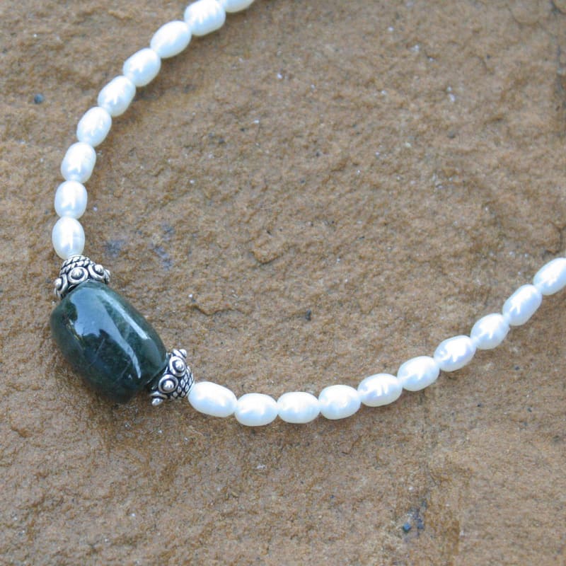 Purity and Love Pearl and Jade Necklace
