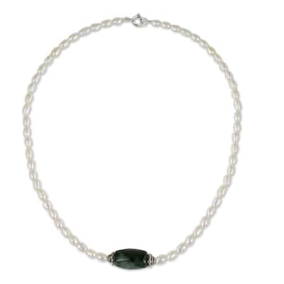 Purity and Love Pearl and Jade Necklace