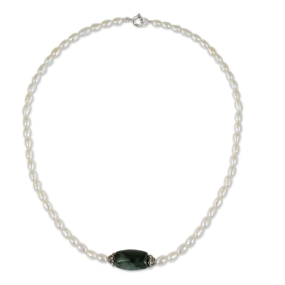 Purity and Love Pearl and Jade Necklace